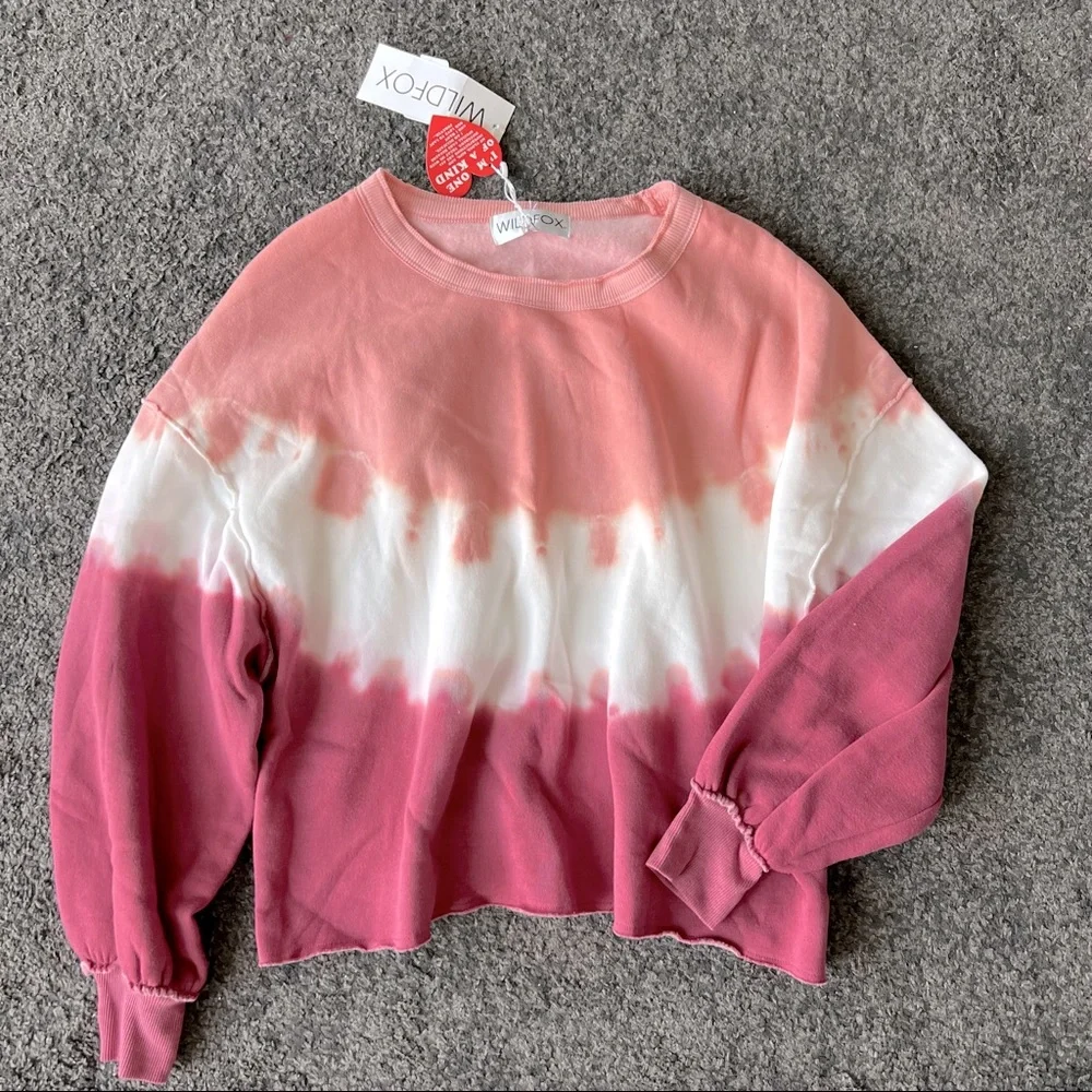 wildfox olivia ruby dove tie dye fleece sweatshirt - Picture 2 of 6